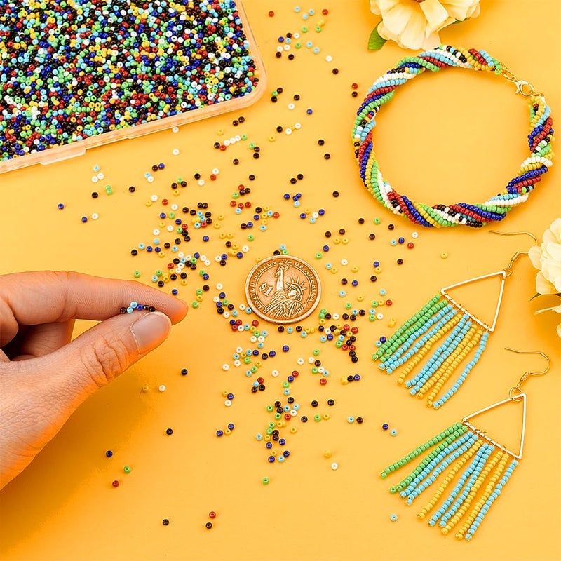 PH PandaHall 6000 Pcs 11/0 Glass Seed Beads, 2mm Seed Beads Mixed Colors Round Waist Bead Mini Spacer Bead for Earring Choker Bracelet Neckalce Waist Chain Jewelry DIY Crafts Making - Image 3